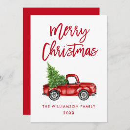 Cartão de Natal de Caminhão Vermelho de Vintage co