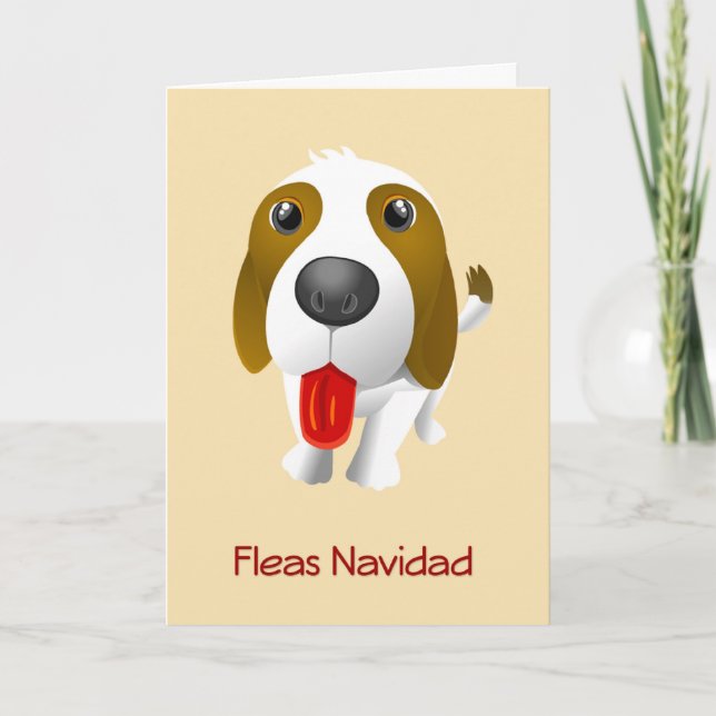 Cartão de Natal de Cão Engraçado da Fleas Navidad (Frente)