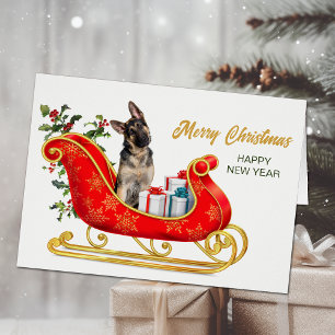 Cartão de Natal de Cão german shepherd