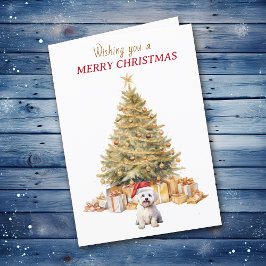 Cartão de Natal de Cão Maltês Dourado