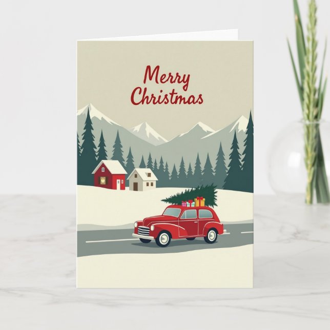 Cartão de Natal de Carro Antigo (Frente)