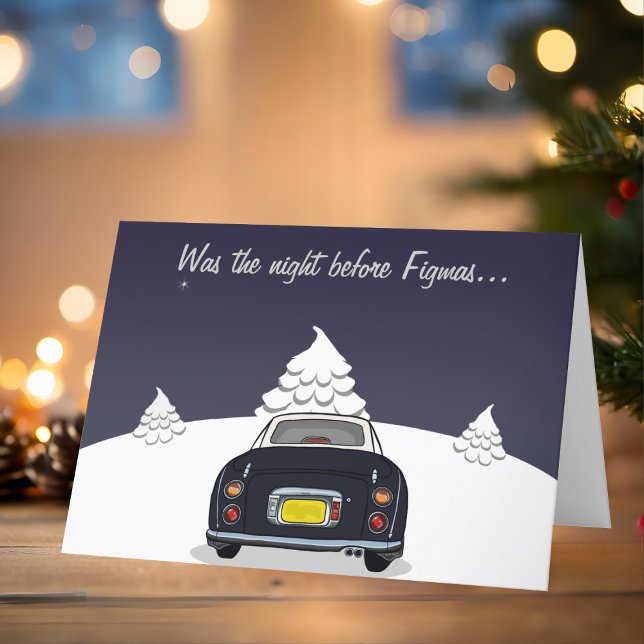 Cartão de Natal de Carro Black Figaro (Happy Fig-mas! A fun figgy themed christmas card to send to your car! (or your figgy loving friends))