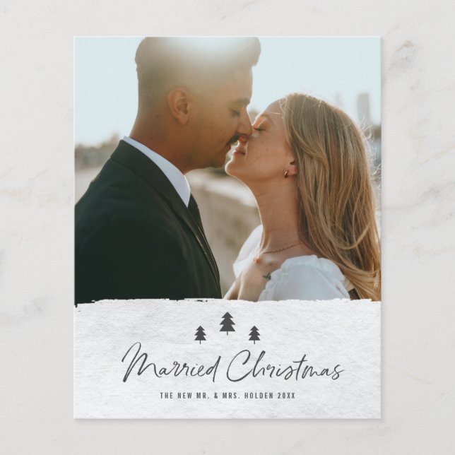 Cartão de Natal de Casamento com Foto dentro do Or (Frente)