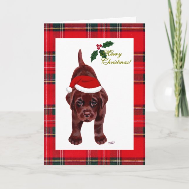 Cartão de Natal de Chocolate Labrador (Frente)