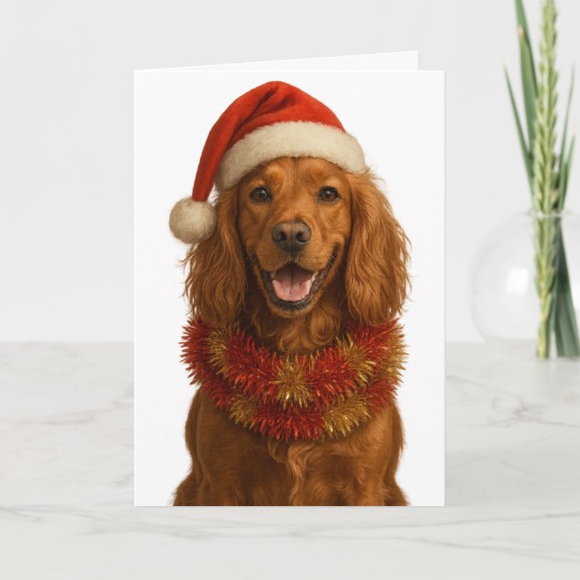 Cartão de Natal de Cocker Spaniel dourado/vermelho (Frente)
