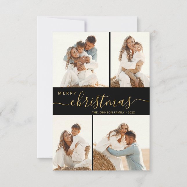 Cartão de Natal de Colagem de Fotografias do Scrip (Frente)