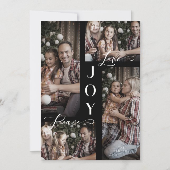 Cartão de Natal de Colagem de Fotos Moderno Minima (Frente)