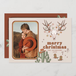 Cartão de Natal de Copta de Cowboy Retro-Cactus