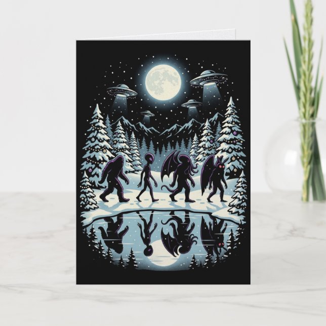 Cartão de Natal de Criptozoologia Pé-grande Mothma (Frente)