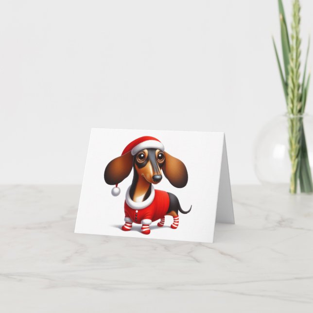 CARTÃO DE NATAL DE DACHSHUND ANIMADO (Frente)