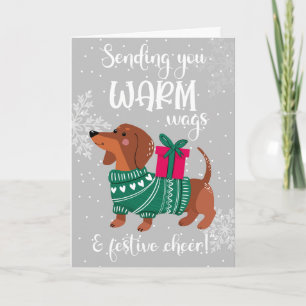 Cartão de Natal de Dachshund Fofinho "Abanos Quent