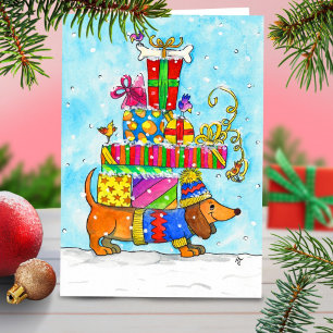Cartão de Natal de Dachshund por Nicole Janes