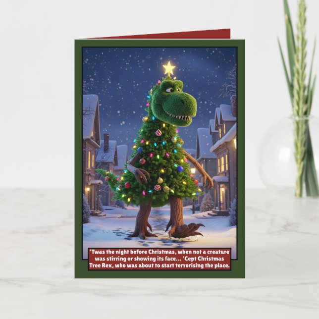 Cartão de Natal de dinossauro incrível (Frente)