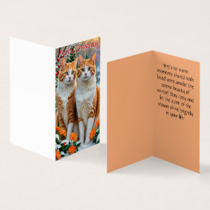Cartão de Natal de dois gatos alegres