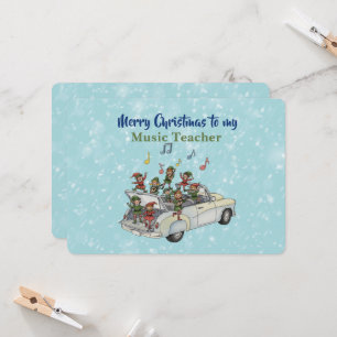 Cartão de Natal de Elfo Professor de Música