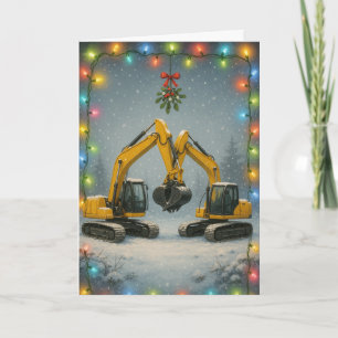 Cartão de Natal de escavadeiras beijando