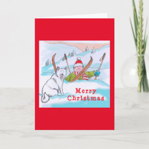 Cartão de Natal de esqui para cães