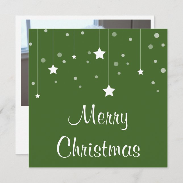 Cartão de Natal de Estrelas Brancas (Frente/Verso)