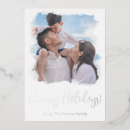 Cartão de Natal de Família com Modelo de Aquarela
