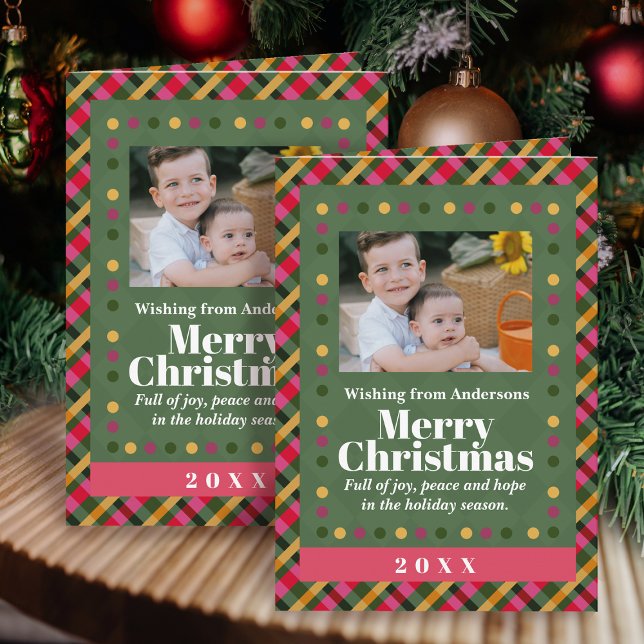 Cartão de Natal de Família em Xadrez Festa de Foto (Criador carregado)