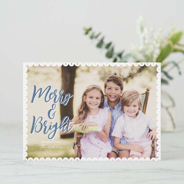 Cartão de Natal de feliz e Escala Brilhosa (Em pé/Frente)