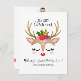 Cartão de Natal de Feriado de Reindeer de Orçament