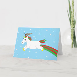 Cartão de Natal de Feriado Unicorn Magical Reindee