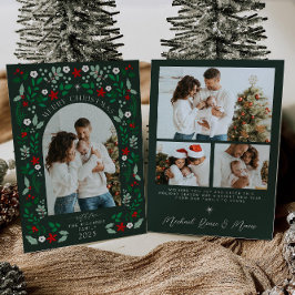 Cartão de Natal de Férias com Arco Floral para Fot