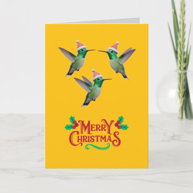 Cartão de Natal de Férias de Beija-flor Fofo (Frente)