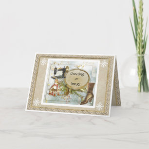 Cartão de Natal de Férias de Seamstress Prim Vitor