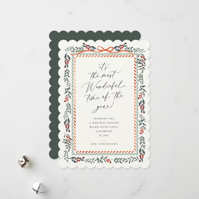 Cartão de Natal de Férias Festivas (Frente/Verso In Situ)