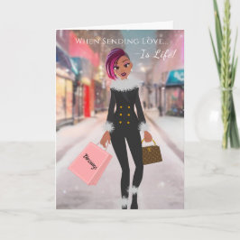 Cartão de Natal de Férias Modernas Africano-Americ