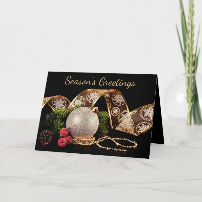 Cartão de Natal de Férias Silver, Dourado de Foto  (Frente)