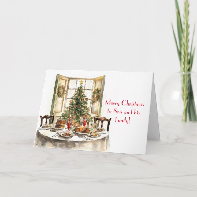 CARTÃO DE NATAL DE FILHO DE MESA TRADICIONAL E FAM (Frente)