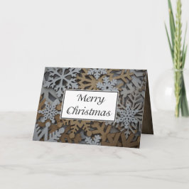 Cartão de Natal de floco de neve branco e dourado 