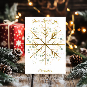 Cartão de Natal de Floco de Neve Minimalista Elega