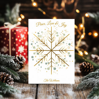 Cartão de Natal de Floco de Neve Minimalista Elega