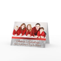 Cartão de Natal de Floco de Neve Vermelho e Pratea