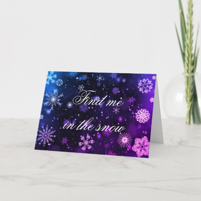 Cartão de Natal de flocos de neve roxos (Frente)