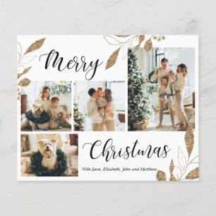 Cartão de Natal de Folha de Foto Elegante de Orç