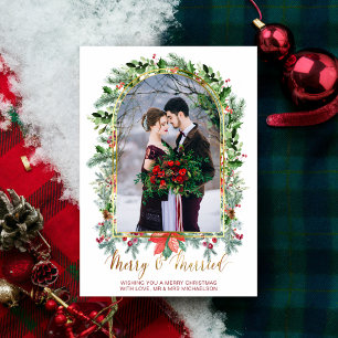 Cartão de Natal de Foto casado e Feliz recém-casad