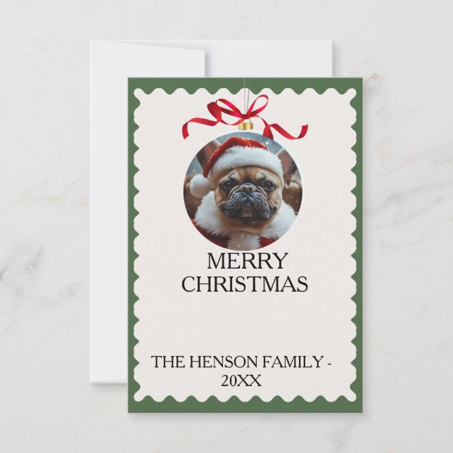 Cartão de Natal de Foto com Cachorro Personalizado (Frente)