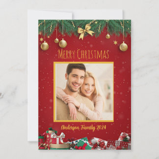 Cartão de Natal de Foto da Família Personalizável
