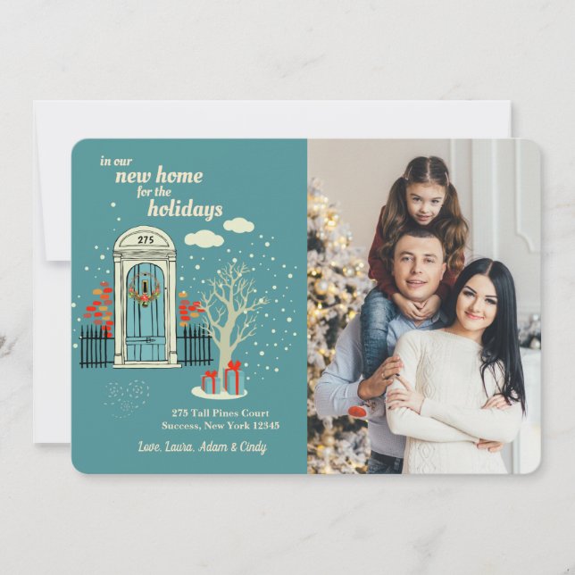 Cartão de Natal de Foto da Porta de Entrada de Inv (Frente)