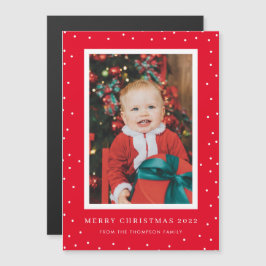 Cartão de Natal de Foto de Bolinhas Vermelha Magné
