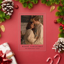 Cartão de Natal de Foto de Casal Simples e Elegant