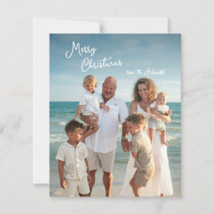 Cartão de Natal de Foto de Família com Script Simp