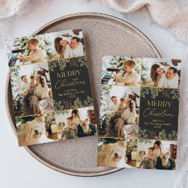 Cartão de Natal de Foto do Dourado Botânico Escuro