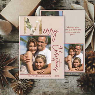 Cartão de Natal de Foto Dourado Minimalista Modern