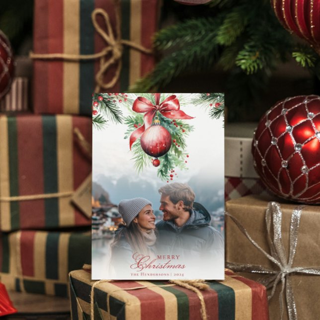 Cartão de Natal de Foto e Nome do Casal Mistletona (Criador carregado)